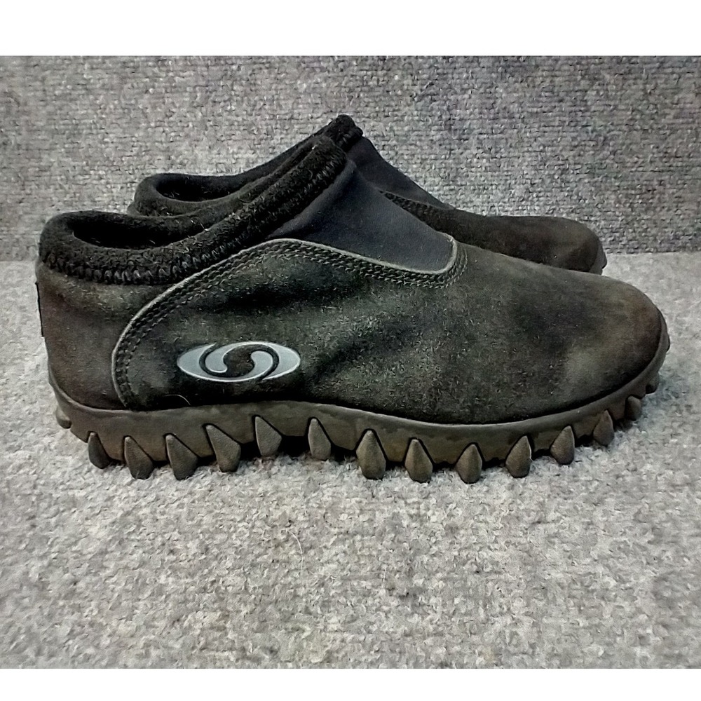 Salomon Snowclog Mules Womens 8.5 Black Suede Fleece Slip On Contagrip 671363